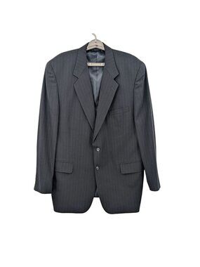 Jeffrey Banks Wool Pinstripe Blazer Navy Structured Corporate Old Money Size 46L